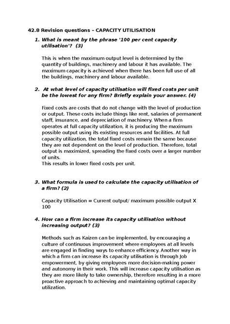Image result for Capacity Utilisation Question