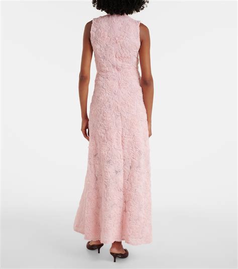 Floral mesh maxi dress in pink - Rotate | Mytheresa
