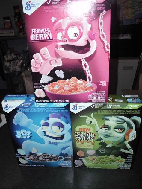 General Mills Monster Cereal 3BOXES BOO BERRY FRANKEN BERRY CARMELLA ...