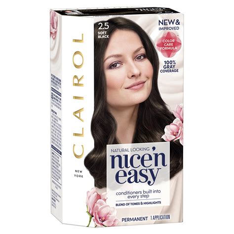 Buy Clairol Nice'n Easy Permanent Hair Dye, 2.5 Soft Black Hair Color ...