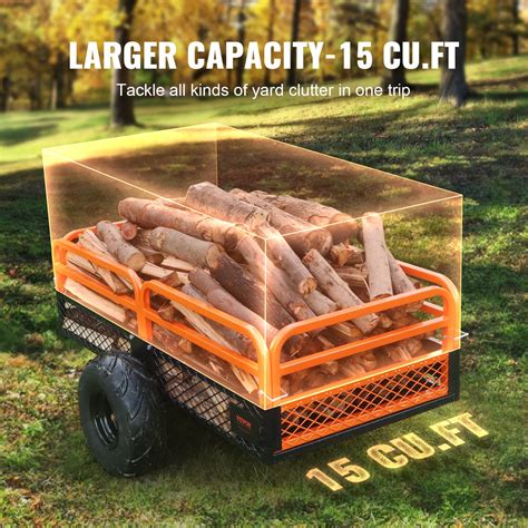 VEVOR Heavy Duty Steel ATV Dump Trailer, 1500-Pound Load Capacity 15 ...