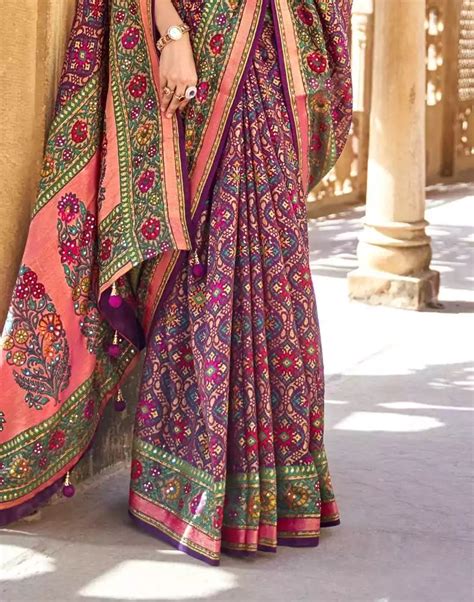 Purple Coloured Woven Patola Saree – South India Shopping Mall