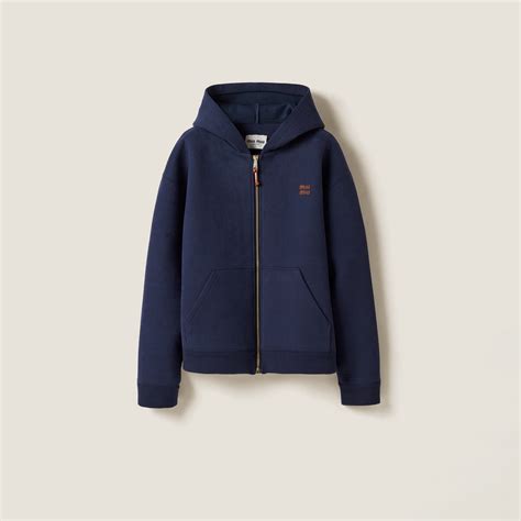 Navy Jersey Hoodie Jacket | Miu Miu