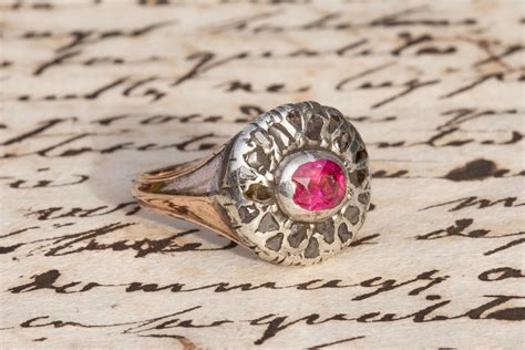 Scarce Antique Georgian Pink Ruby and Diamond Floral Cluster Ring c ...