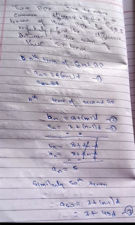 two arithmetic progression have equal common difference. the first term ...