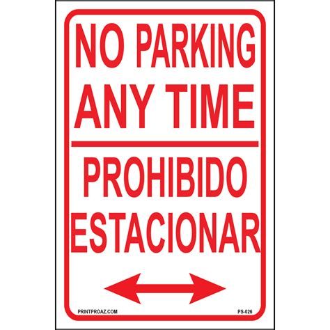 No Parking Any Time (Prohibido Estacionar), Aluminum, PS-026