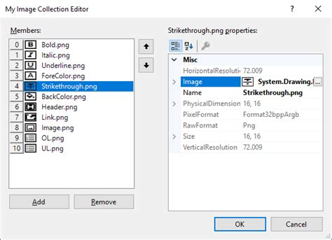 Visual Studio ImageList 的图像结果