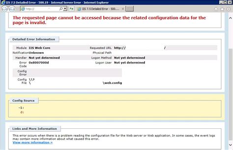Image result for HTTP Error 500.19 Solutions