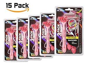 TOP BLADE 15 Pack Women's Disposable Razor Women's Razors Triple (3 ...