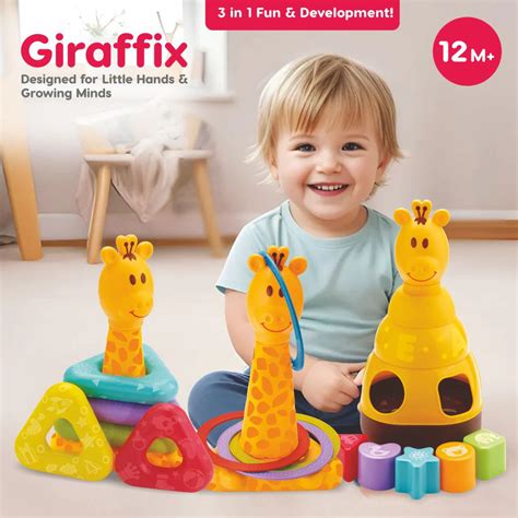 Giraffix – 3-in-1 Stack, Sort & Toss Toy for Toddlers (12M+) – Toystorey
