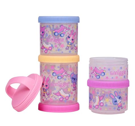 Smiggle Movin Stackable Containers set of 4 Pink 3Y