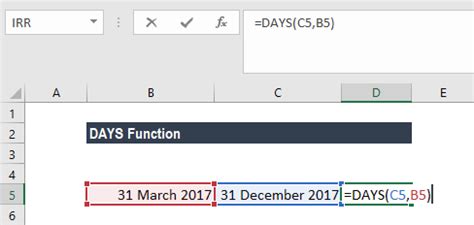 How to Use Days Function in Excel 的图像结果
