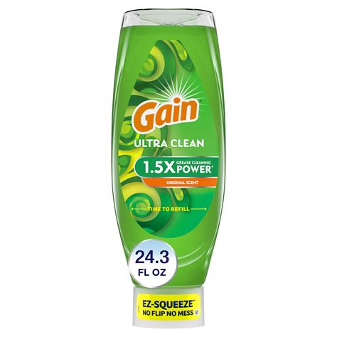 Gain EZ-Squeeze Dishwashing Liquid Dish Soap, Original Scent, 24.30 fl ...
