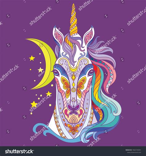 Head Unicorn Doodle Zentangle Elements Abstract Stock Vector (Royalty ...