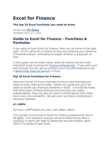 Excel Finance Formulas 的图像结果