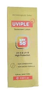(UVIPLE) Sunscreen Lotion, SPF 50, UV-A & UV-B High Protection, Non ...