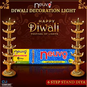 NEUVO Diwali Light Decoration Items Lights 6 Layer Diya Deepak Stand ...