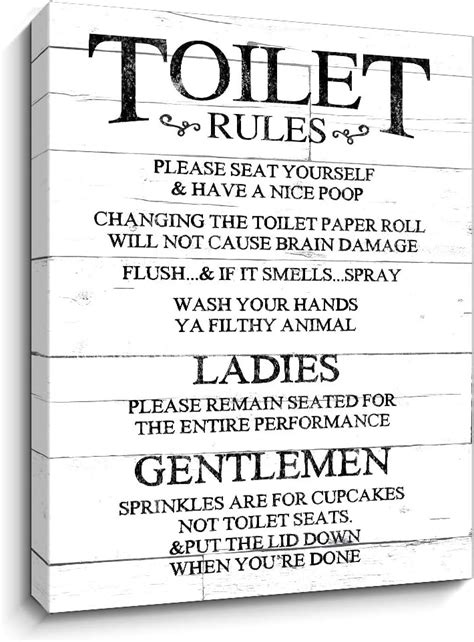 Buy Kercan Funny Bathroom Wall Decor, Toilet Rules Signs Wall Art ...