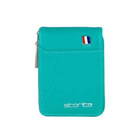 Storite - 9 Slot Vertical PU Leather Card Holder - Turquoise Green