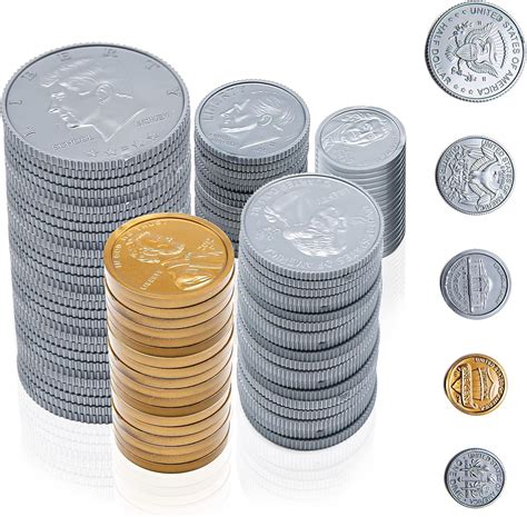 Buy Fake Coins for Kids, 200pcs Play Money Coins Set for Kids Cash ...
