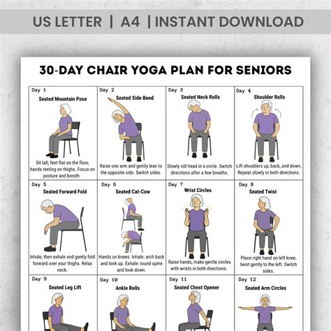 30 Day Chair Yoga for Seniors Challenge, Chair Exercise Guide ...