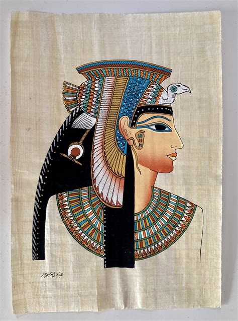 Egyptian Papyrus Art of Cleopatra the Last Pharaoh” on Handmade Egyptian Papyrus Paper ...