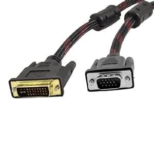PRAV® Red Black PC DVD DVI-I Plug to VGA Plug Monitor Cable 1. 5 Meters ...