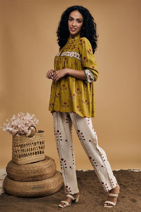 Yellow Floral Printed Co-Ord Set | Sougat Paul