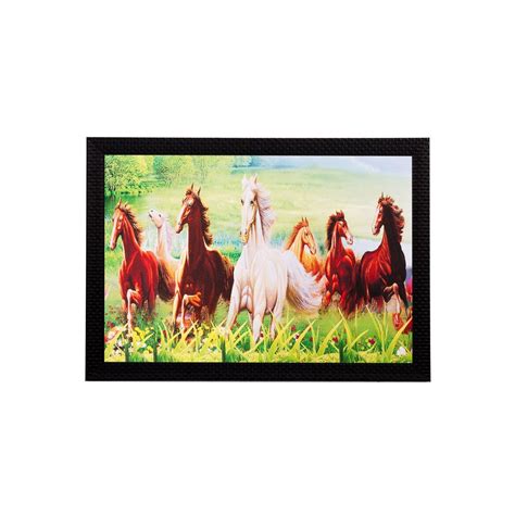eCraftIndia 'Running Lucky Horses' UV Art Painting (Synthetic Wood, 51 ...