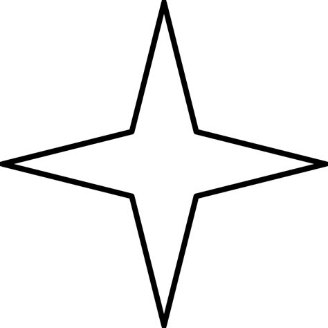 Four pointed star - modern thin line icon. Simple black outline ...
