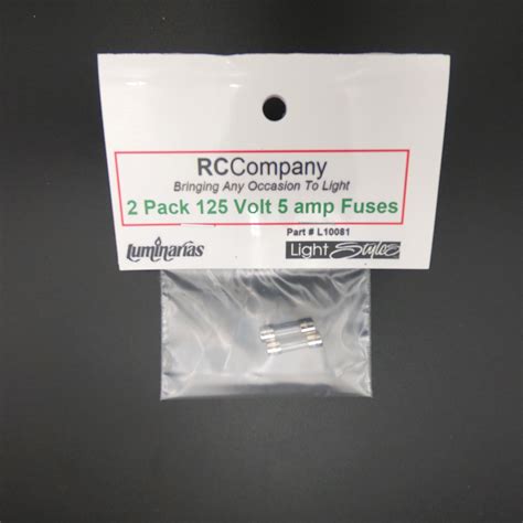 2 Pack 125 Volt 5 AMP Fuses - RC Company - Luminarias & More