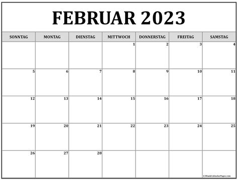 Resultado de imagen de monatskalender februar 2023