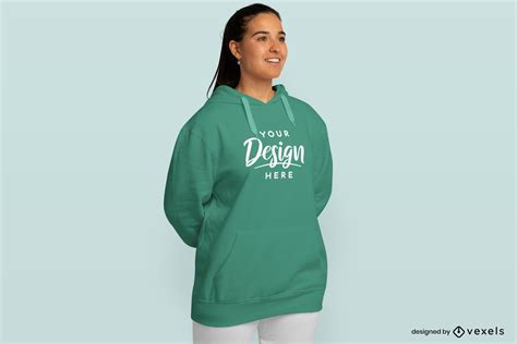 Latin American Girl In Hoodie Mockup PSD Editable Template