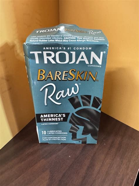 Trojan Bareskin RAW Thinnest Sensitive Lubricated Latex Condoms exp 10/ ...