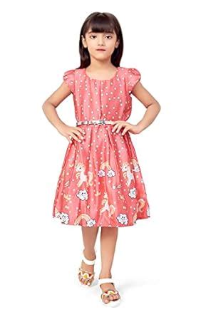 Doodle Girl Knee Length Floral Printed Casual Frock Dress with Cotton ...