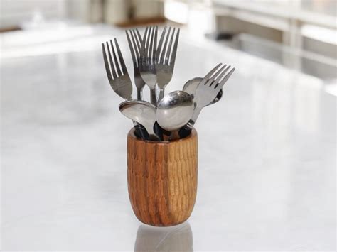 Vesta Homes | Handcrafted Acacia Wood Cutlery Holder