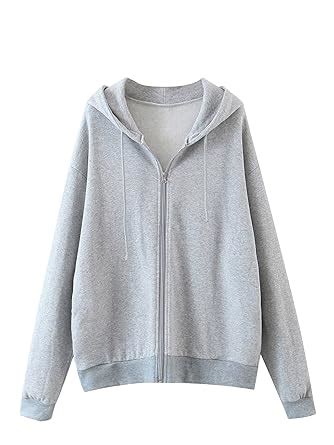 Buy MakeMeChic Women's Zip Up Long Sleeve Oversized Drawstring Hoodie ...