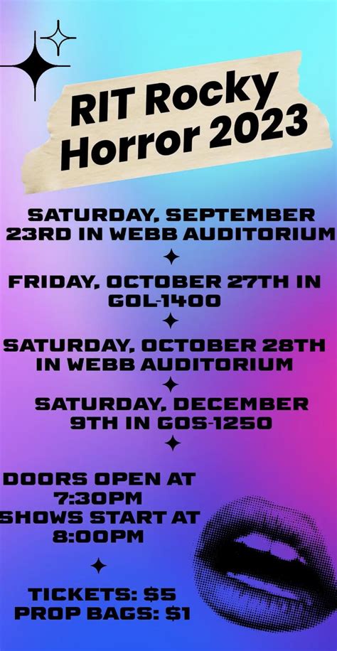 Our schedule for RIT/Rochester Rocky Horror this semester! All are ...