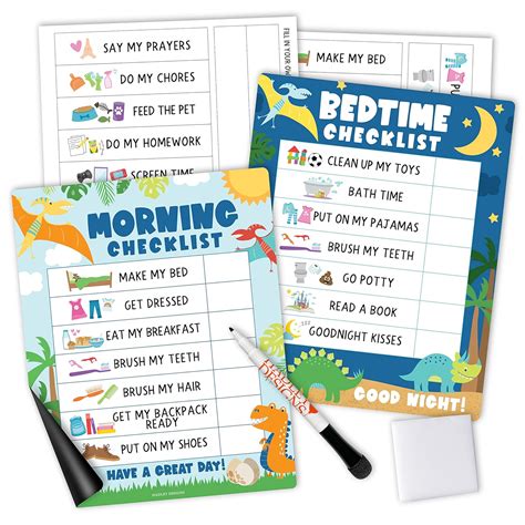 Dinosaur Daily Schedule For Kids Schedule Board For Home - Reward Chart ...
