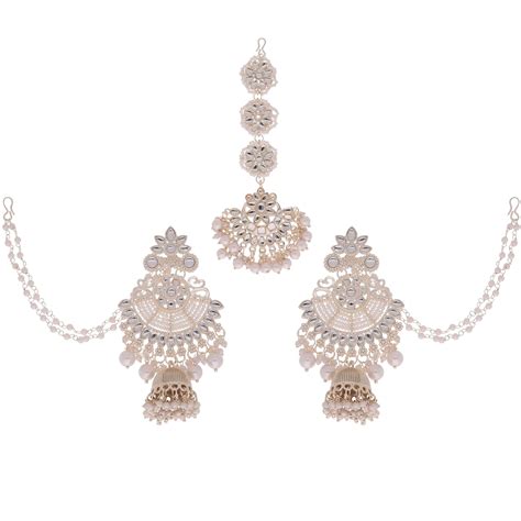 Brado Jewellery Gold Plated Matte Finish Traditional Kundan & Faux ...