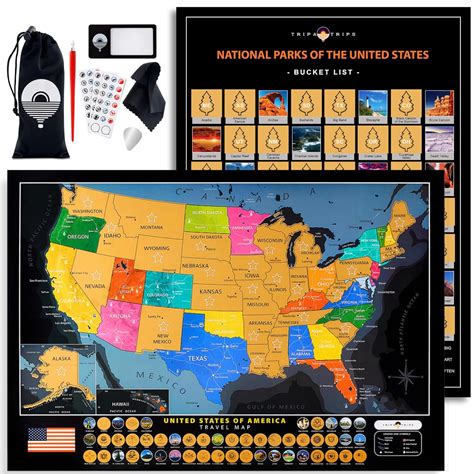 TRIPA TRIPS Scratch off Map of United States & All 63 US National Parks ...
