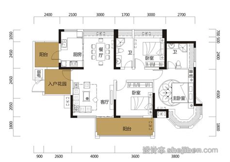 紫悦府1期A4户型图,4室2厅2卫123.23平米- 成都透明房产网