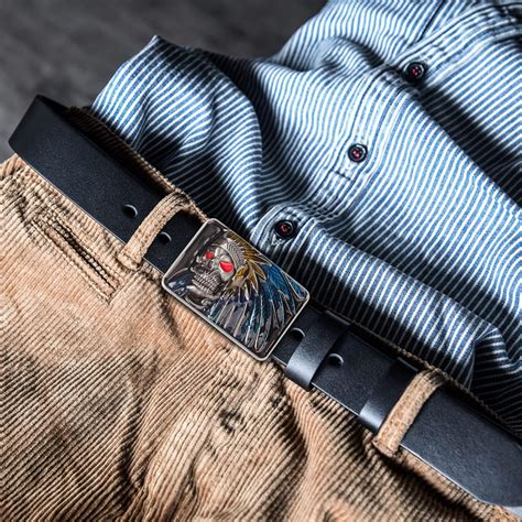 Buy Indian Chief Skull Belt Buckle,Gothic Native American Warrior Chief ...