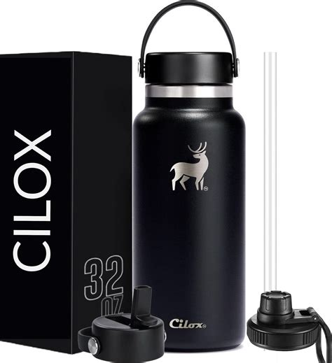 Cilox 1200 ml Hot and Cold Thermos Flask with 2 Lids (Black, 1000 ml ...