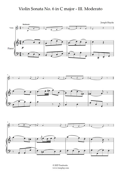 Sonate für Violine Nr. 6 in C-Dur - III. Moderato (Haydn Joseph ...