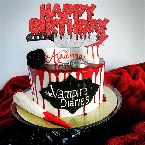 Buy Red Happy Birthday Halloween Cake Topper, Halloween Horror Zombie ...