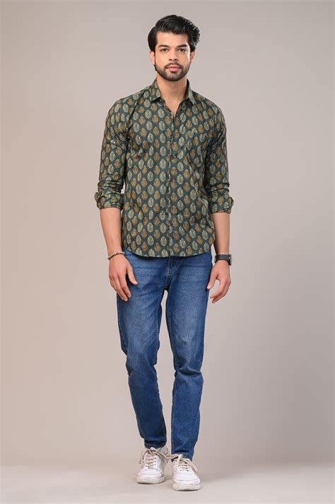 Olive Oasis Print Full Sleeve Shirt – Rangjaipur