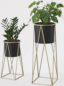 FNF Creation Set of 2 Plant Pot Stands with Matching Pots Plant ...