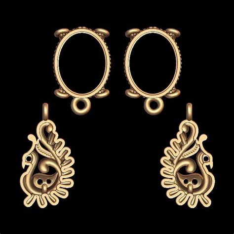 Peacock Design Earring 3D Model STL File