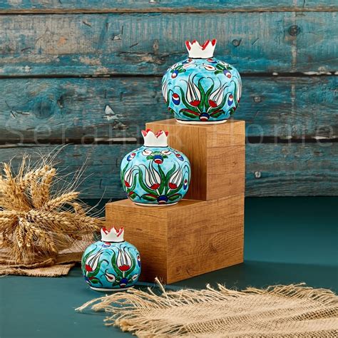 Buy Multisize Ceramic Pomegranate Bud Vase, Handmade Pottery Bookshelf ...
